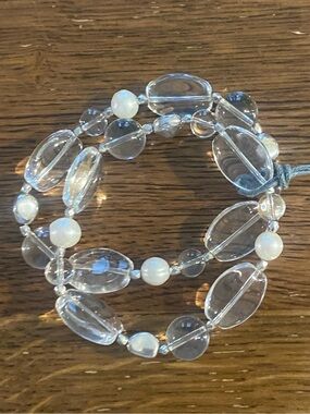 J Jill Clear Beaded Stretch Bracelet Double Strand